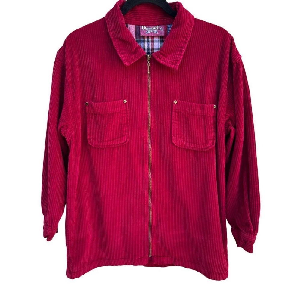 Red Corduroy Zip-Up Jacket
